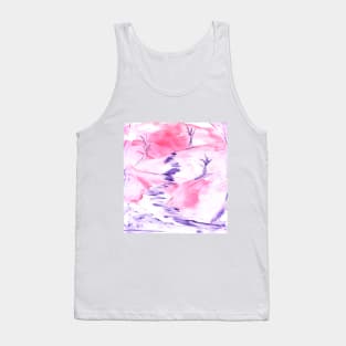 Landscape, pink, spring, nature, trees, art. Hand drawn color illustration, painting, encaustic, wax. Tank Top
